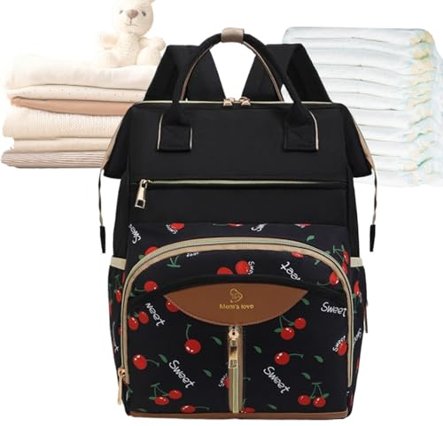 Wickelrucksack, wasserdicht, groß, Umstands-Windeltasche mit Kinderwagengurten – Rucksack Wickeltasche mit Wickelunterlage, für Vater, Mutter, Vater, Damen, Herren, Jungen, Mädchen