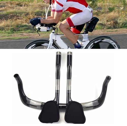 FUANA T800 - Manubrio per bici da triathlon in fibra di carbonio, 340 mm, per TT e bici da strada, morsetto da 31,8 mm, leggero, con imbottitura in spugna, kit di riparazione