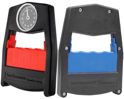 BUGUUYO Lot de 2 Testeurs de Force de Préhension Mécaniques Cadran Appareils de Musculation des Doigts et Poignets pour Homme et Adulte Renforcement Musculaire à Domicile Rouge et Bleu