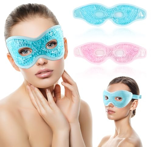 2 Pièces Masque en Gel pour Les Yeux, Masque Compresse Chaud et Froid, Soulage la Fatigue Oculaire, Migraine, Gonflement Yeux, Cernes
