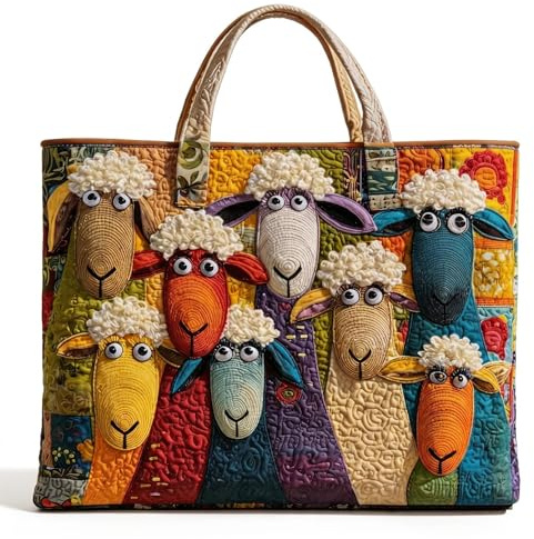Valicaer Tote Bag mit 2D-Effekt & lustigem Schafmotiv – Robuste, faltbare Einkaufstasche & vielseitige Strandtasche für Tierliebhaber, mit gepolstertem Griff