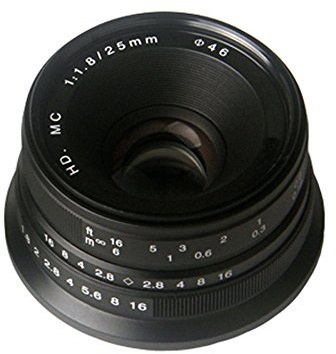 Yunchenghe 25mm F/ 1.8 Macro Objectif Caméra, Objectif à Mise au Point Manuelle, pour Fujifilm Fuji Caméra FX Mount - Noir
