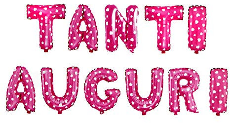 Vetrineinrete® Palloncini Tanti Auguri Scritta Gigante Decorazioni per Festa Party Festone Striscione per Compleanno onomastico Gonfiabile con Cannuccia Vari Colori (Rosa) M29