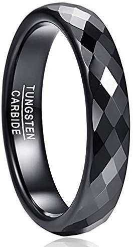 NUNCAD Ring Damen Herren SchwarzUnisex Fashion Ring aus Wolfram für AlltagHochzeit und Verlobung Größe 58 (18.5)