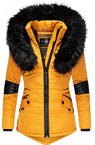 Navahoo Damen Winterjacke Steppjacke Nirvana mit Kunstpelzkragen | Länge: hüftlang | Wärmegrad 3 von 3 – warm gefüttert | wasserabweisend | fleecegefütterte Kapuze