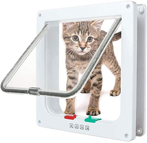 Katzenklappe Haustiertür für Katzen Haustier Hund Klappe Tür Medium Hundetür Haustierbedarf Katzentür Katzentür Hundetür Tunnel Loch steuerbar Zugangsrichtung L-weiß