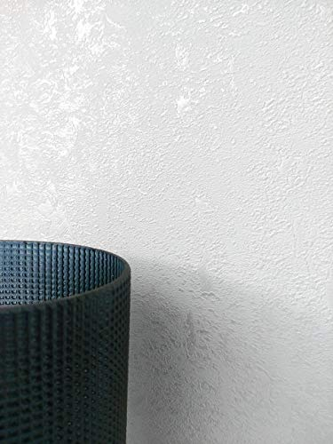 NEWROOM Tapete Weiß Vliestapete Glänzend - Betontapete Uni Beton Putz Industrial Modern Betonoptik Putzoptik Struktur inkl. Tapezier-Ratgeber