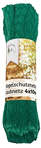 TTL Garden 4 x 10 m Vogelschutznetz Laubnetz grün - feinmaschig 20x20mm besonders reißfest Teichnetz Gartennetz Laubschutznetz Obstbaumnetz für Vogelabwehr Beetschutz, engmaschig