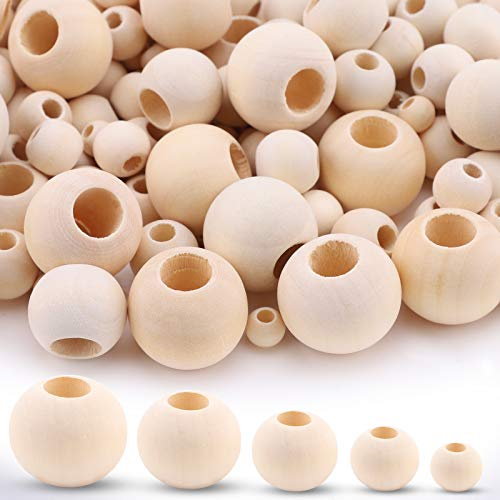 Gukasxi 250 Natürliche Holzperlen, großes Loch, unbehandelt, lose Holzperlen, Abstandshalter für Zuhause und Urlaub, Dekoration, DIY Handwerk, Schmuckherstellung (8 mm, 12 mm, 15 mm, 20 mm, 25 mm) | 8 mm/ 12 mm/ 15 mm/ 20 mm/ 25 mm Holz Perlen Abstandshalter für Zuhause , Dekoration, DIY Handwerk, Schmuckherstellung