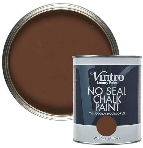 Vintro | No Seal Chalk Paint | Dark Brown | Interior & Exterior Use | Furniture | Walls | Wood | Metal | 1 Litre (Chocolate)