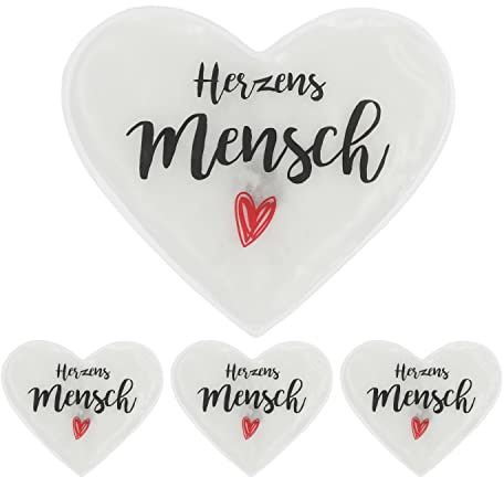 MC-Trend 4er Set Taschenwärmer Handwärmer für warme Hände und Finger, Wiederverwendbare Wärmekissen (4er Set Herzensmensch)