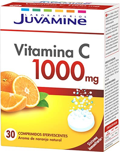JUVAMINE - Vitamina C 1000mg - 30 Comprimidos Efervescentes - Sistema Inmunitario - Reduce el Cansancio - Energía y Vitalidad - Aroma Natural de Naranja