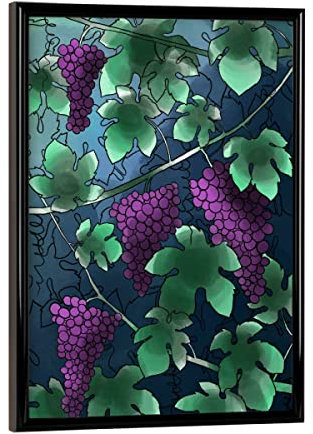 artboxONE Poster mit schwarzem Rahmen 18x13 cm Natur Lila Wein - Bild weinreben abstrakt Botanical