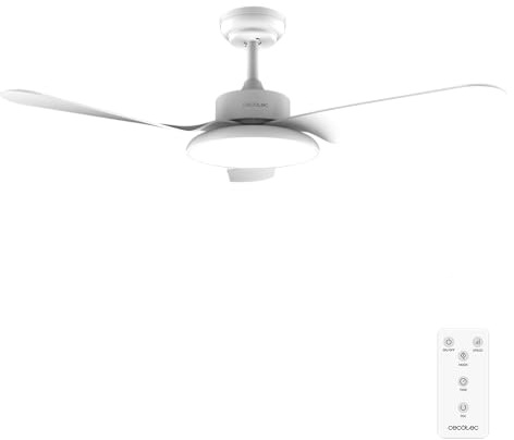 Cecotec Ventilador de Techo 30W EnergySilence Aero 5200 Light White | Motor DC, 109cm, LED 20W, 3 Tonalidades, Mando a Distancia, 6 Velocidades, Temporizador, 3 Aspas, Verano/Invierno
