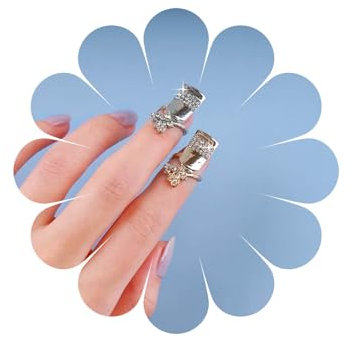 Allereya Vintage Cristal Mariposa Dedo Punta La Uña Anillo Diamantes Imitación Anillo Uñas Oro Punta Los Dedos Decoración Uñas Mariposa Tapa La Uña Anillo Joyería Para Las Mujeres Y Las Niñas (oro)