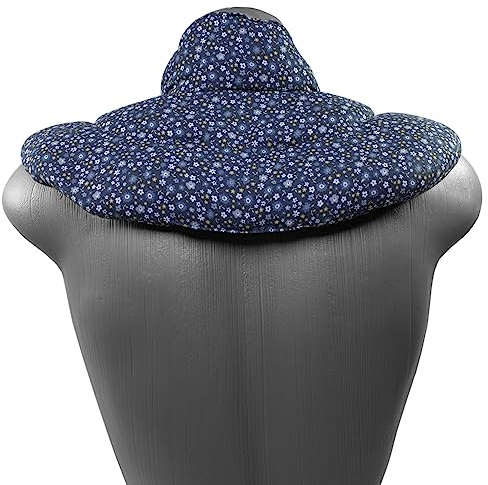 Bio Nackenhörnchen mit Stehkragen. Dinkelkissen - Nackenkissen Wärmekissen - Dinkel-Körnerkissen Nacken Schulter (Bio Dinkel & Bio-Stoff Blümchen-blau)