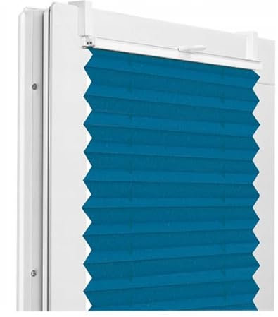Fenster DEKOR - Plissee Klemmfix ohne Bohren Breite 130 cm x Höhe 110 cm - Fenster Plissees innen Türkis - Faltrollo Blickdicht - Faltrollos einfach zu montieren - Blissett Rollo