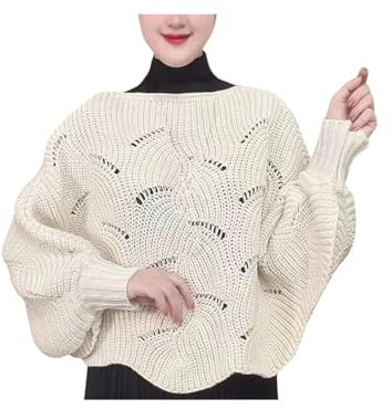 Wärme Schal mit Ärmeln, Fledermaus Ärmel Stricken Schal, Stricken Ponchos für Frauen, Frauen Winter Strickwaren Oversize Wraps (Beige,One Size)