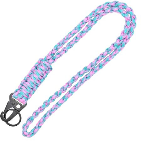 PAITOK Robuster Paracord-Schlüsselband für Männer und Frauen, geflochtenes farbenfrohes Nackenband für Schlüssel, Ausweiskarte, Abzeichenhalter, Kamera und Outdoor-Aktivitäten