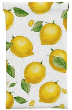 NONHAI Étui à lunettes en cuir synthétique avec marguerites et monture - Étui souple portable, Jaune citron., taille unique