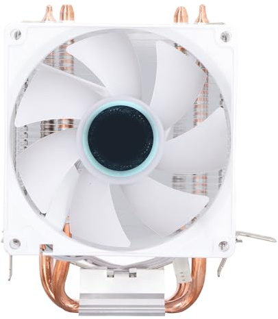 CPU Lüfter, 3 poliger 12 V Hydrauliklager CPU Luftkühler mit 2 Heatpipes, Geräuscharmer CPU Kühler mit Bunter Beleuchtung für Sockel 775 1150 1151 1155