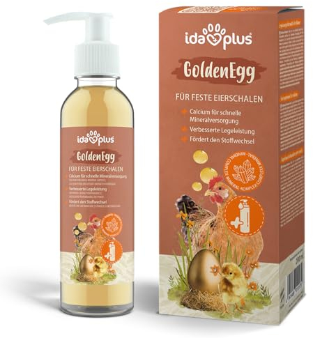 Ida Plus - GoldenEgg 200 ml - vermindert Brucheier & Federfressen - unterstützt Federwachstum & Federkleid - Wichtige Mineralien & Vitamine für Hühner - Beste Eierqualität bei Ihrer Hühnerhaltung