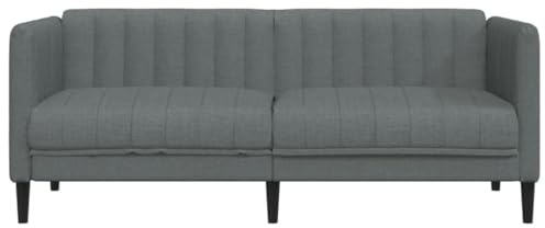 vidaXL Sofa 2-Sitzer, Couch mit Armlehnen Rückenlehne Stützbeine, Loungesofa für Wohnzimmer, Polstersofa Sofagarnitur, Modern, Dunkelgrau Stoff