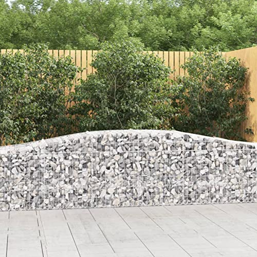 Chaduof Gabionen mit Hochbogen 9 STK Gabionenkörbe, Gabionen Hochbeet, Steinkorb, Gabionengitter, Kräuterspirale Für Garten, Drahtkorb Für Pflanzen, 400x50x60/80cm Verzinktes Eisen
