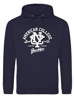 AMERICAN COLLEGE USA Tröja tröja med tryck varma kläder unisex barn pojkar och flickor casual modell ACSCW6 Navy 14 ÅR, Färg: blå, 14 �r