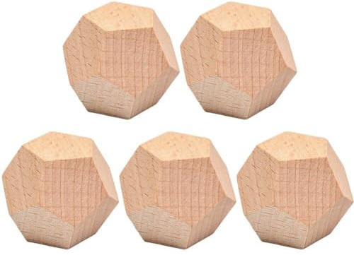 HiyyFloy Leere Holzwürfel, 5 Stück, Unbemalte Spielwürfel, 12-seitige Holzwürfel Für DIY-Kunst Und Handwerk, 30-mm-würfelspiele Für Club/Party/Familie