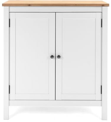 Furn.Design Kommode in weiß und Eiche Artisan, Sideboard Landhaus-Stil, Anrichte 80 x 90 cm für Wohnzimmer und Esszimmer, Vestland (80 cm)