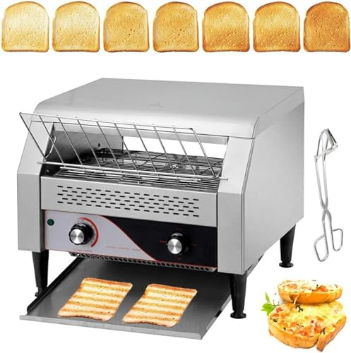 Tostadora Comercial 300 Rebanadas/H Tostadora Transportadora Industrial Gran Horno Tostador Eléctrico de Acero Inoxidable para Restaurante Panadería Cafés Buffets Día Familiar Camping