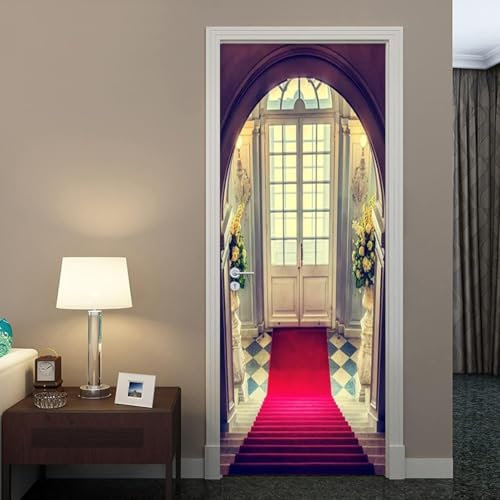 Türtapete Selbstklebend 95x215 cm Türfolie Selbstklebend Treppe Türaufkleber Türposter Gewölbte Tür Türsticker Fototapete 3D Effekt für Schlafzimmer Wohnzimmer Küche 4420A