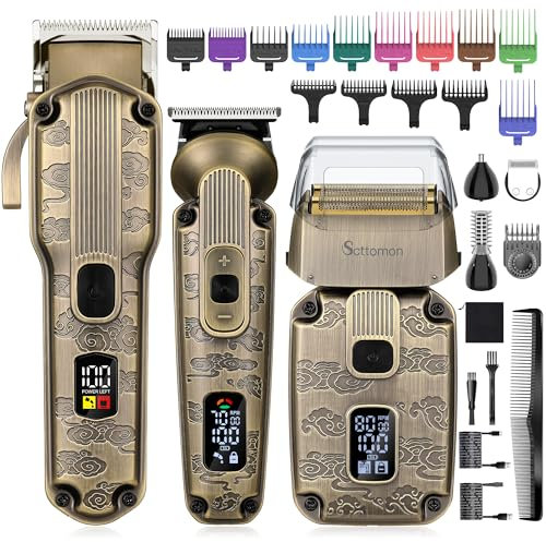 Scttomon Haarschneidemaschine Set Bart und Haarschneider Herren Elektrorasierer Barber Folienrasierer Männer Bartschneider Rasierapparat Bart Trimmer Grooming Kit Nase Körper Trimmer