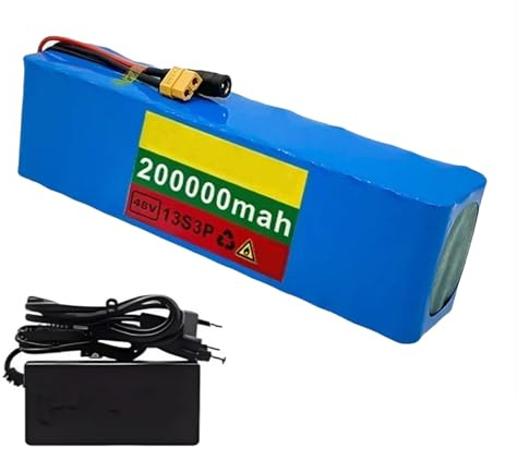 48v 200ah Lithium Electric Bicycle Battery,13S3P E-Bike Battery Electric Bicycle Battery, Lithium-Ion Battery Pack with Charger T Plug