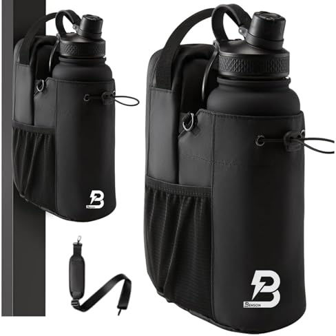 Benson Magnetische Fitnesstasche – Gürteltasche mit starker Magnetbefestigung -Flaschenhalter für bis 3000ml Flaschen - Handyfach - Karabiner – Für Damen & Herren – Ideal für Sport & Alltag & Fitness