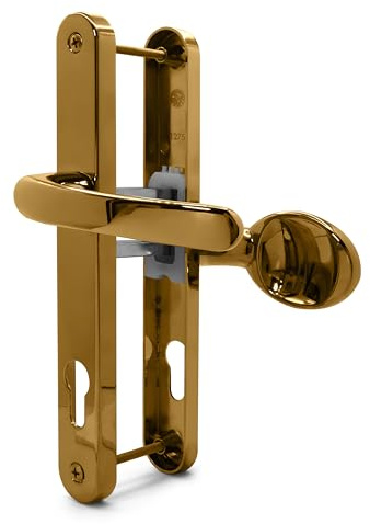 TSS UPVC Door Handle Set- Lever Moveable Pad - 92mm / 62mm PZ (Centres) - 215mm Screw to Screw - Backplate 246mm X 32mm - Replacement UPVC Door Handles - PVC Door Handle (Polished Brass)