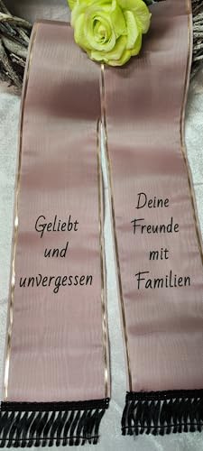 !! Sonderangebot !! Trauerschleife Grabschleife Kranzschleife 10 cm breit Altrosa Wunschtext