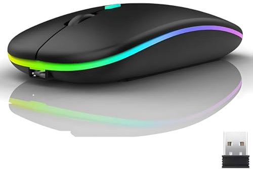 Wireless Bluetooth Mouse for Laptop – Slim Rechargeable Mouse 2.4GHz & Bluetooth Dual Mode, Silent Click, 800-1600 DPI, Portable Cordless Mouse for Windows, laptop, PC, Home & Office