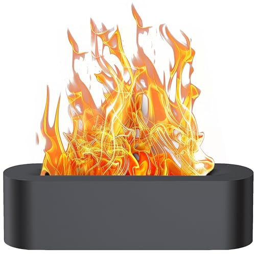 Buithafu Flammen Aroma Diffuser, 7 Farbe ätherische Öle Diffuser, Timer (1h/ 3h/ 5h) & Auto Stopp, Wasserlose Abschaltautomatik Für Raum Büro Yoga Spa Zuhause& als Geschenk (USB- C) Schwarz