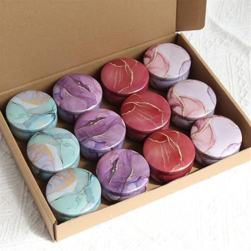 Barattoli Per Candele 12 pezzi 4oz barattoli di latta for candele vuoti fai da te kit for la fabbricazione di candele contenitore for spezie secche dolci Per Set Di Candele Fai-Da-Te(4 Color Mixed)