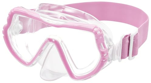 GXGM 1 Pezzo Maschera Subacquea Bambini,Occhialini da Nuoto con Copertura Nasale,Anti-appannamento a 180°, Occhiali da Immersione,Leggeri e Impermeabili per Nuoto e Immersioni,Regali Ragazze(Rosa)