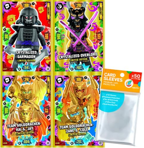 Bundle mit LEGO Ninjago - Serie 8 Trading Cards - 4 Verschiedene Limitierte Karten (LE17-LE20)- Deutsch + Exklusive Collect-it Hüllen | (LE17-LE20) - Deutsch + Exklusive Collect-it Hüllen