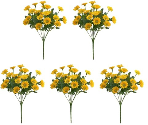 Flores artificiales de crisantemo otoñal resistentes a los rayos UV, perfectas para macetas de interior y exterior, plantas artificiales realistas para patio, porche, jardín y decoración de patio