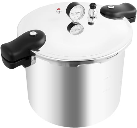 Mqwdxzfes 22L Aluminium Schnellkochtopf, Dampfkochtopf Einkochtopf mit Digitalmanometer, 90Kpa Druckkochtopf Gasherd Schnellkochtopf Küche Dampfkocher Kochgeschir für alle Herdarten