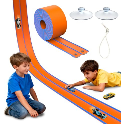 ACELIFE Autocarri flessibili, 4,5 m, incluse 4 auto, rampe portatili, per auto da 1/64°, giocattolo regalo per bambini a partire dai 3 anni in su