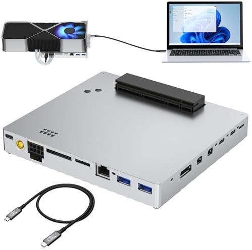 PCIE 3.0 x16 24Gbps eGPU Dock, Thunderbolt 4 Cable, Compatible with External GPU NVIDIA AMD Graphics Card for Windows Laptop Gaming Console Featuring Thunderbolt 3/4/5 USB 4, Powered by PD/DC/ATX