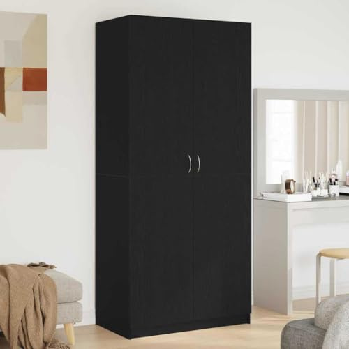 Frdhee Wäscheschrank Kleiderschrank Kinder,Kleiderschrank mit Tür Schwarz 90 x 52 x 200 cm Holzwerkstoff,Kinderschrank für Kinderzimmer Schlafzimmer Gästezimmer