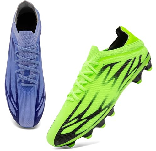 ASOCO DREAM Zapatillas de Fútbol Hombre Botas de Fútbol Profesionales Exteriores Atletismo Entrenamiento Zapatos de Fútbol Calzado Deportivo,Verde/Púrpura,39 EU