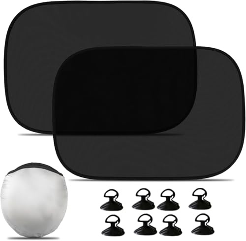 Ulluthu 2 PCS Pare Soleil Voiture Bébé, Chaussette pour Enfants et Animaux, Bloquer Les Rayons UV Anti Moustiquaire, Protection Solaire Voiture avec Sac de Rangement pour Plupart des Voitures(54*36cm)